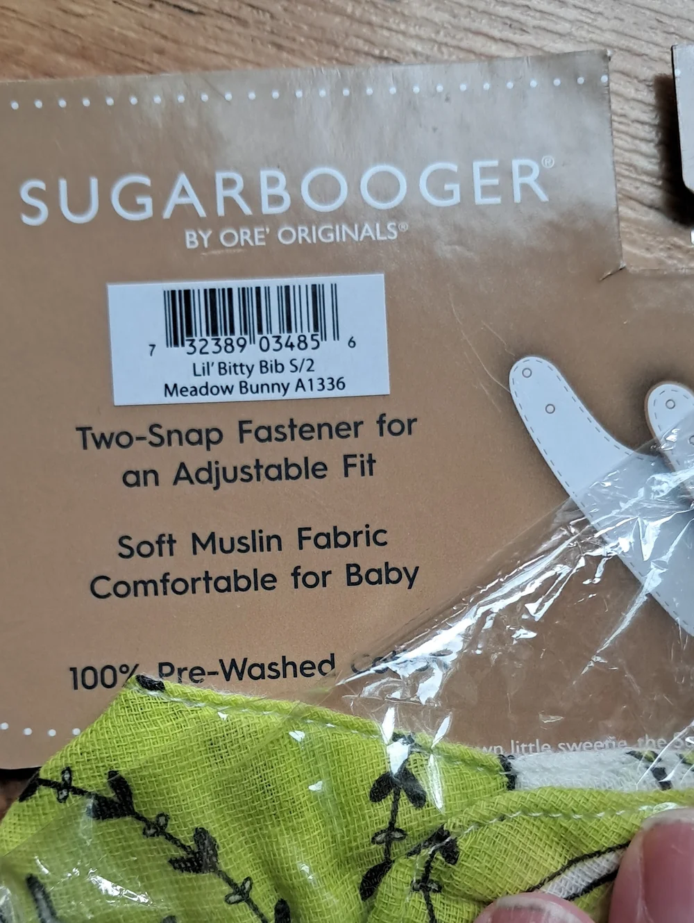 Sugarbooger Lil Bitry Bibs Lime Bunny Print Baby Bibs - Set of 2
